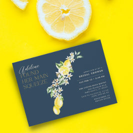 Lemon Citrus Main Squeeze Blue Brautparty Einladung