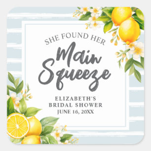 Lemon Citrus Main Squeeze Brautparty Quadratischer Aufkleber
