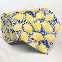 Lemon Citrus Mittelmeer Blaues Fliesenmuster