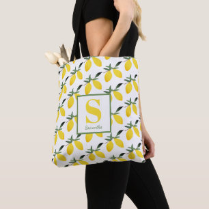 Lemon Citrus Monogram Name Tasche