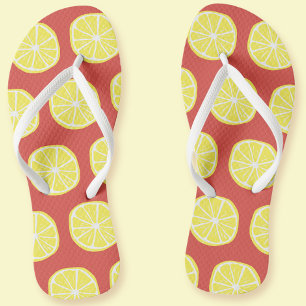 Lemon Citrus Muster farbenfroh gelber Sommerspass Flip Flops