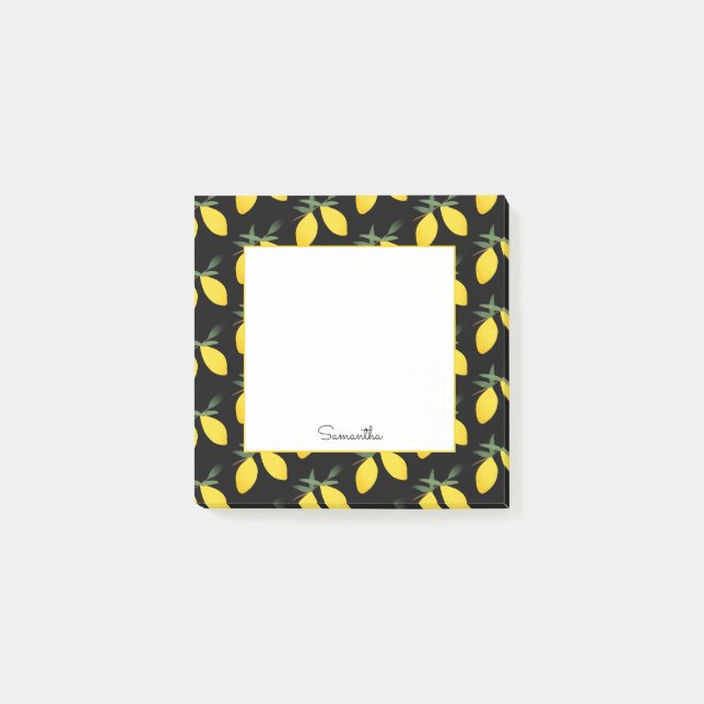 Lemon Citrus Muster Post-it Klebezettel (Vorderseite)