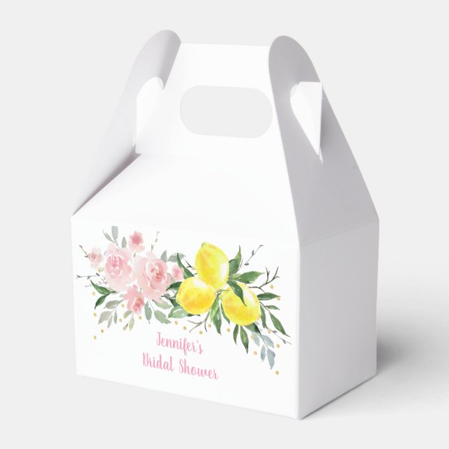 Lemon Citrus Pink Floral Brautparty Geschenkschachtel (Vorderseite)
