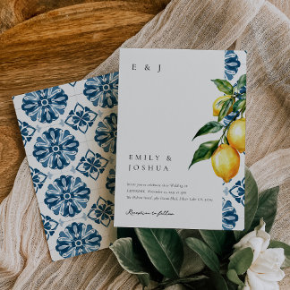 Lemon Citrus Positano Italienische Hochzeit Einladung