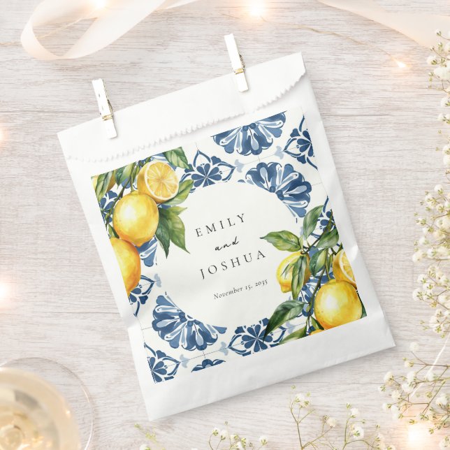Lemon Citrus Positano Italienische Hochzeit Geschenktütchen (Ausgeschnitten)