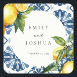 Lemon Citrus Positano Italienische Hochzeit Quadratischer Aufkleber<br><div class="desc">Lemon Citrus Positano Italienischer Wedding Square Sticker</div>