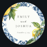 Lemon Citrus Positano Italienische Hochzeit Runder Aufkleber<br><div class="desc">Lemon Citrus Positano Italienischer Wedding Square Sticker</div>