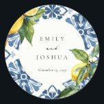 Lemon Citrus Positano Italienische Hochzeit Runder Aufkleber<br><div class="desc">Lemon Citrus Positano Italienisch Wedding Classic Round Sticker</div>