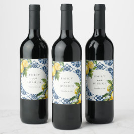Lemon Citrus Positano Italienische Hochzeit Weinetikett