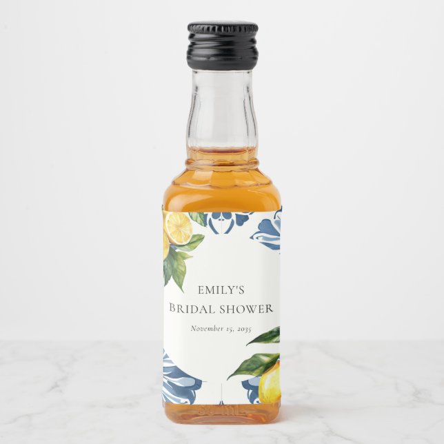 Lemon Citrus Positano Italienisches Brautparty Alkoholflaschenetikett (Vorderseite)