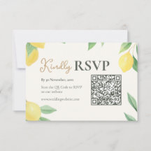 Lemon Citrus QR Code Wedding RSVP Card