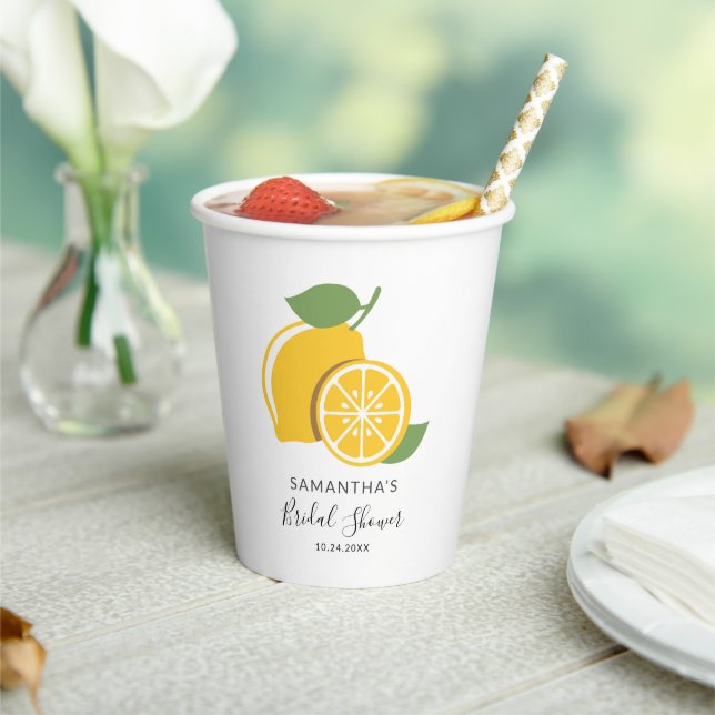 Lemon Citrus Script Handschrift Brautparty Pappbecher (In Situ)