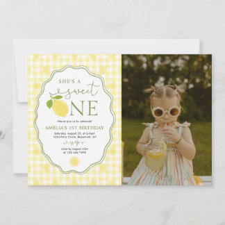Lemon Citrus She's A Sweet One 1st Birthday Photo Einladung