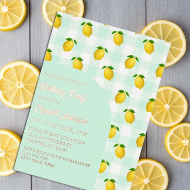 Lemon Citrus Sommer Geburtstag Folieneinladung (Von Creator hochgeladen)