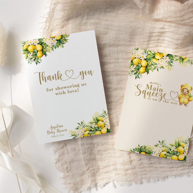 Lemon Citrus Sommer geschlechtsneutral Baby Dusche Dankeskarte (Von Creator hochgeladen)