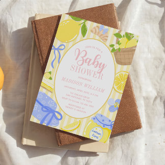 Lemon Citrus Summer Baby Girl Shower Einladung