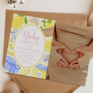 Lemon Citrus Summer Baby Girl Shower Photo Einladung