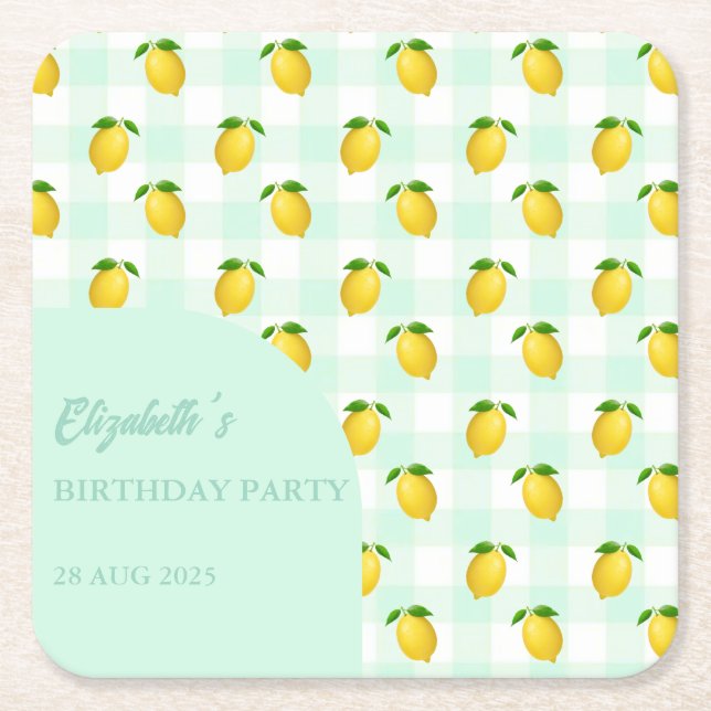 Lemon Citrus Summer Birthday Rechteckiger Pappuntersetzer (Vorderseite)