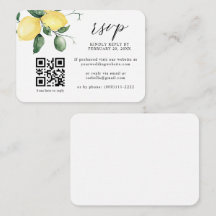 Lemon Citrus Summer Fruits QR Code Wedding RSVP