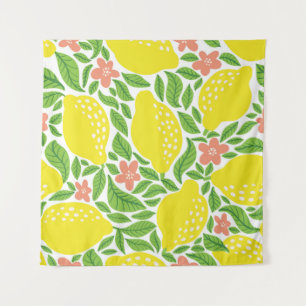 Lemon Citrus Summer Vintag Pattern Wandteppich