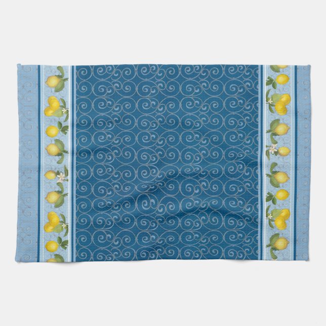 Lemon Citrus Trellis Französisch Country Farmhouse Geschirrtuch (Horizontal)
