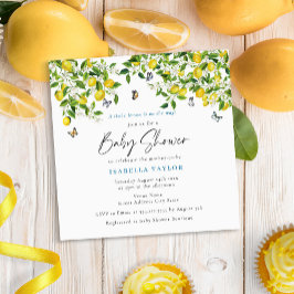 Lemon Citrus Watercolor Babydusche Einladung
