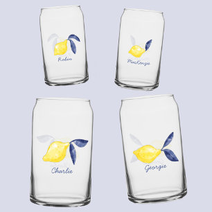 Lemon Citrus Watercolor Personalisierter Name Dosenglas