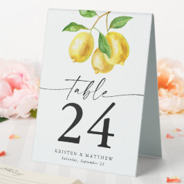 Lemon Citrus Watercolor Tischnummer Tischaufsteller