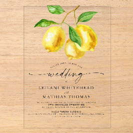 Lemon Citrus Watercolor Wedding Acryleinladungen
