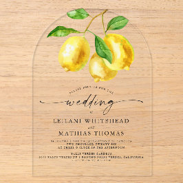 Lemon Citrus Watercolor Wedding Acryleinladungen