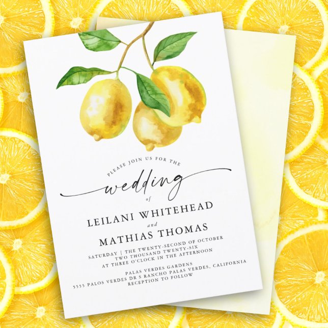 Lemon Citrus Watercolor Wedding Einladung (Lemon citrus watercolor wedding invitation that is perfect for your summer wedding. )