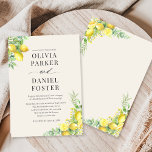 Lemon Citrus Wedding Einladung<br><div class="desc">Invite your guests with timeless elegance using this lemon citrus wedding invitation. Soft watercolor lemons and lush green foliage accent a warm linen background, creating a refined yet joyful design perfect for garden, destination, or summer weddings. Minimalist typography keeps the couple’s names and event details crisp and balanced for a...</div>