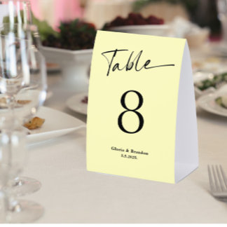 Lemon Color Wedding Table Number  Tischaufsteller