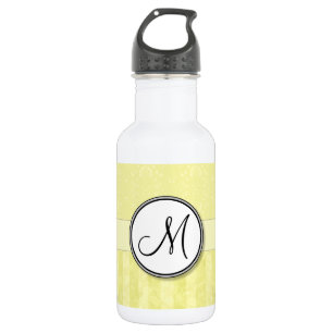 Lemon Cream Damask mit Streifen und Monogramm Trinkflasche