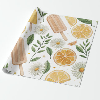 Lemon Daisy Wrapping Paper - Long Roll (30" x 45') Geschenkpapier
