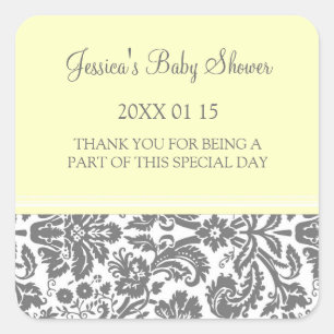 Lemon Damask Baby Dusche Pflegeaufkleber Quadratischer Aufkleber