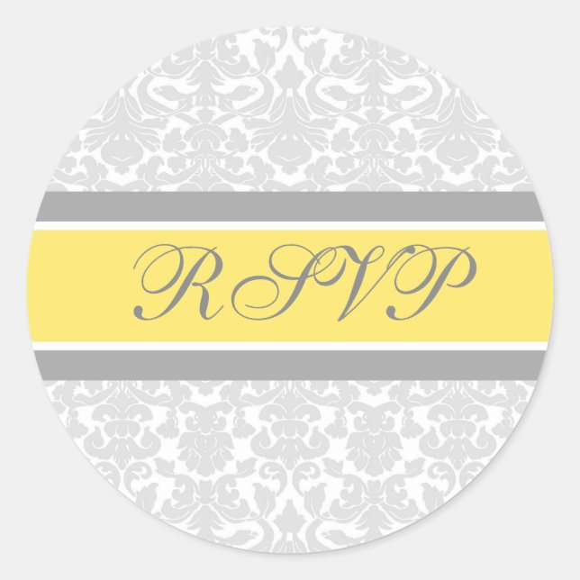 Lemon Damask Wedding UAWG Umschlag Aufkleber (Vorderseite)
