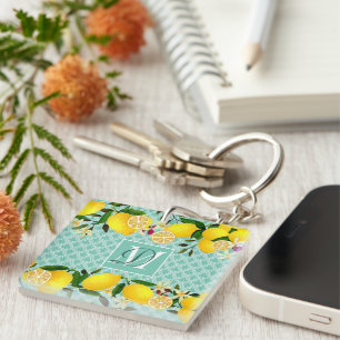 Lemon Days Motif Aqua Schlüsselanhänger