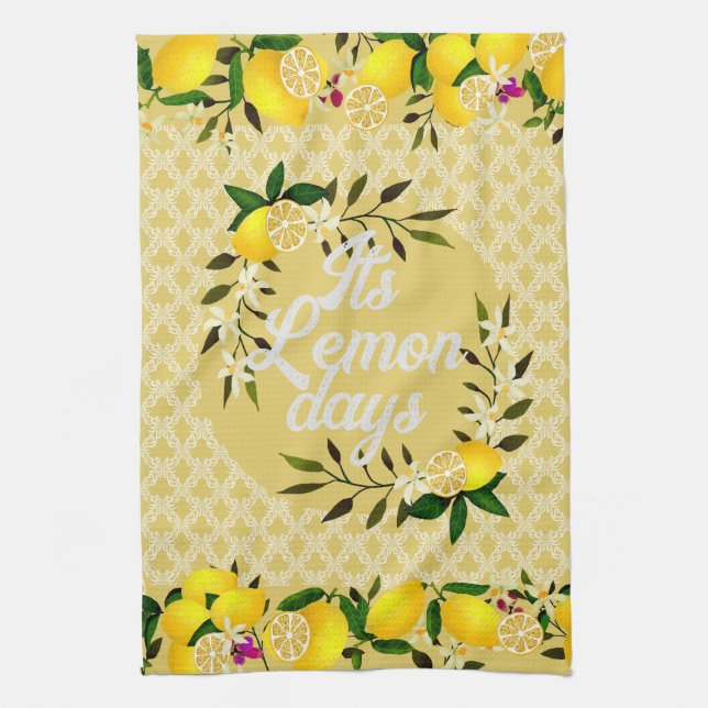 Lemon Days Motif Yellow Geschirrtuch (Vertikal)