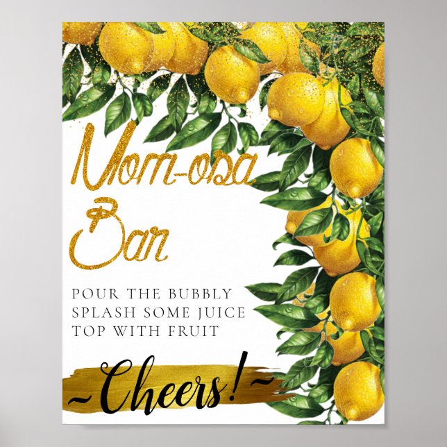 Lemon Decorated Elegant Mimosa Bar Sign Poster (Vorne)