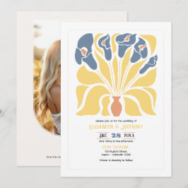 Lemon & Denim Abstract Floral Boho Wedding Einladung