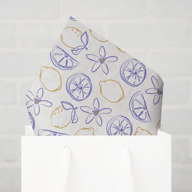 Lemon Doodle Musterteppichpapier Seidenpapier (Geschenktüte)