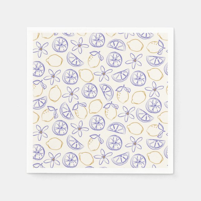Lemon Doodle Pattern Napkins Serviette (Vorderseite)
