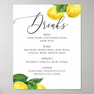 Lemon Drinks Signieren   Citrus Botanical Wedding  Poster