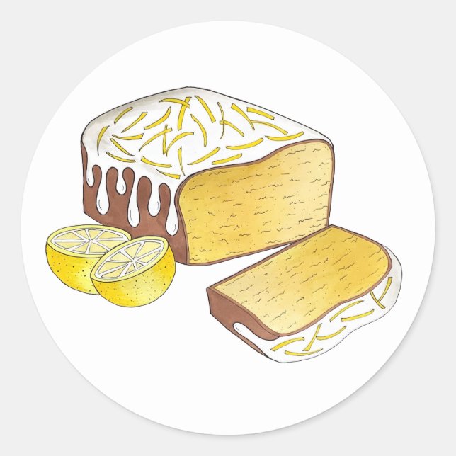 Lemon Drizzle Loaf Schaumkuchen gebacken von hausg Runder Aufkleber (Vorderseite)