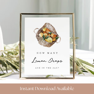 Lemon Drop Brautparty Guessing Game Sign Poster