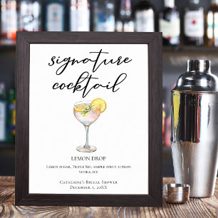 Lemon Drop Brautparty Signature Cocktail Poster