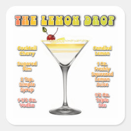 LEMON DROP MARTINI Cocktail Rezept  Quadratischer Aufkleber