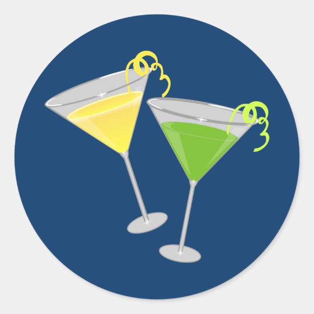 Lemon Drop und Green Apple Martini Runder Aufkleber (Vorderseite)