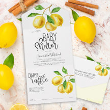 Lemon Drop Watercolor Wineller Raffle Baby Dusche